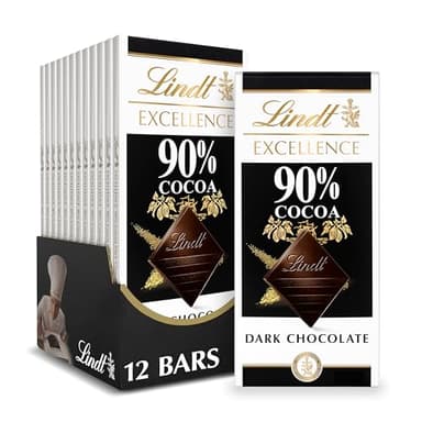 Lindt EXCELLENCE 90% Cocoa Dark Chocolate Candy Bar, Dark Chocolate, 3.5 oz. Bar