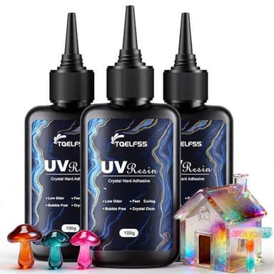 300g UV Resin,Crystal Clear,Hard UV Curing epoxy Resin, Upgraded Formula,odorless,Solar Activated Glue kit,Clear,UV Fast Curing,for Craft Decoration (100 g*3)