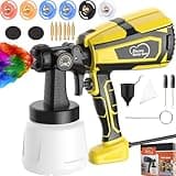 Electric Paint Sprayer, EASGIU 800W HVLP Spray Gun, Fence Stain Sprayer 6 Copper Nozzles 3 Spray Modes, Small Airless Paint Sprayers for Home Interior and Exterior, House Painting, Furniture, Walls