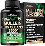 Mullein Leaf Extract for Lung Detox - Echinacea | Oregano | Quercetin | NAC - 15-in-1 Lungs Support Supplement - Lung Cleanse for Smokers - Made in USA - As Drops, Tea, Tincture, 60 Vegan Capsules