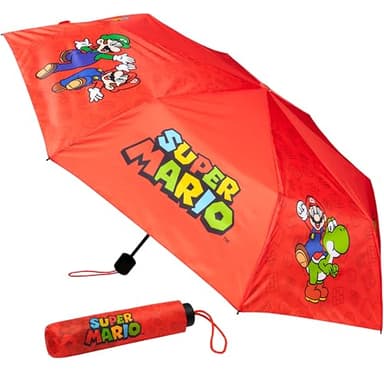 Get Trend Super Mario Umbrella for Kids Compact Folding Mini Umbrella Windproof Lightweight Rain Gear for Travel School Gifts for Kids (Red Super Mario)
