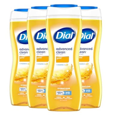 Dial Body Wash, Advanced Clean Gold, 16 Fl Oz, Pack of 4, Hydraclean Complex & Vitamin E, Gentle, Leaves Skin Feeling Nourished, Dermatologist-Tested, No Parabens & Sulfates