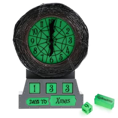 Paladone Disney Nightmare Before Christmas Offical Licensed Glow in The Dark Alarm Clock, Tim Burton's Christmas Advent Countdown and Halloween Advent Countdown, Moody Décor Gift, 8.26" Tall