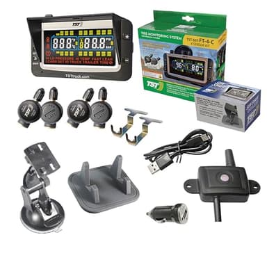 TST 507 Tire Pressure Monitoring System with 4 Flow Thru Sensors and Color Display for Metal Valve Stems by Truck System Technologies, TPMS for RVs, Campers and Trailers