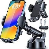 [2025 Upgrade 90LBS Strong Suction]YRU Car Phone Holder Mount,[Bumpy Road Stable]Dashboard Cell Phone Holder for Car Air Vent Windshield Phone Stand for iPhone 16 15 14 13 Pro Max Samsung Truck, Black