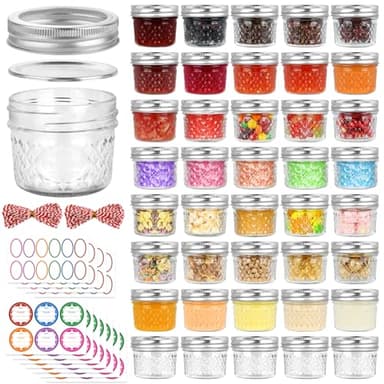 UrSpeedtekLive 40 Pack 4 oz Mason Jars with Regular Lids and Bands, Small Canning Jars, Mini Glass Jars for Jelly Jam Honey DIY Projects