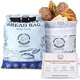 2 Pack Bread Bags for Homemade Bread, Reusable Sourdough Bread Bags for Fresh Keeping, Bread Bags for Sourdough with Lining & Zipper, Freezer Safe & BPA Free, for Gift Giving, White & Blue
