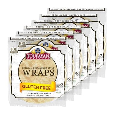 Toufayan Gluten Free 12" Sandwich Wraps - Bulk Wholesale Case, Premium Foodservice Tortillas (6 Pack, 72 Wraps Total)