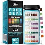 7-Way Pool Test Strips, 100 Quick & Accurate Pool and Spa Test Strips, Pool Water Test Kit - Chlorine, Bromine, pH, Hardness, Alkalinity, Pool Water Tests, Spa and Hot Tub Test Strips with Ebook - JNW