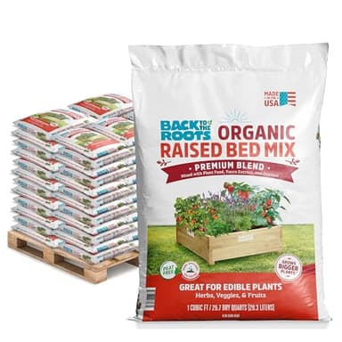Back to The Roots 100% Organic Raised Bed Soil, Fills 8' x 4' Garden Bed, 60 cu ft, Made in USA, Peat-Free
