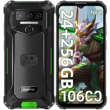 OUKITEL WP23 Plus Rugged Smartphone Unlocked 2025-24GB+256GB Cell Phones, 10600mAh Battery, 6.52'' Display Smartphone, 13MP Camera, 4G Dual SIM Android 14 Phone, IP68/IP69K/NFC/GPS/OTG/,Green