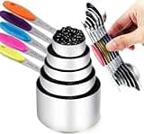 TILUCK measuring cups and magnetic measuring spoons set, stainless steel measuring cups, 6 double-sided stainless steel measuring spoons & 1 leveler (5+7)