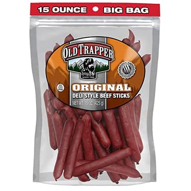Old Trapper Original Deli-Style Beef Sticks,15-Ounce Package, Perfect for On-the-Go Snacking, Six Grams of Protein and Zero Grams of Sugar per Serving (Pack of One)
