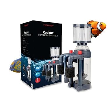 AQUATOP Xyclone PS-370 Protein Skimmer – 370 GPH Needle Wheel Pump Included – For Saltwater Aquariums Up to 100 Gallons – In-Sump or Hang-On Dual Outlet Design