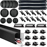 EVEO Desk Cable Management Kit - Cord Organizer Cable Management Under Desk | Cable Raceway, Cable Sleeve, Adhesive Cable Clips, Cord Clips, Cable Organizer, Cord Holder, Under Desk Cable Management