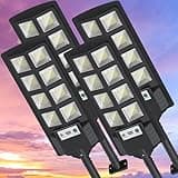 K4 200W Solar Lights Outdoor Waterproof,6500K Solar Street Lights Outdoor 12000LM LED Solar Flood Light, Wide Angle with Motion Sensor and Remote Control for Yard,Fence,Parking lot,Garage(4 Pack)