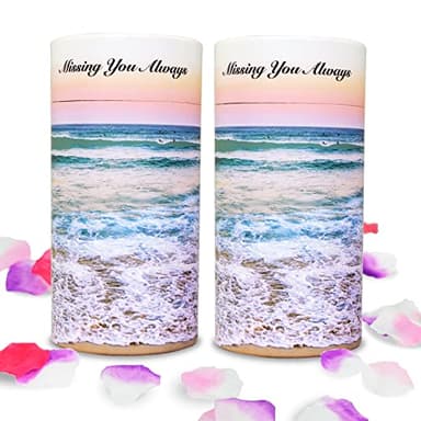 Set of 2 Biodegradable Scattering Tube Urn for Ashes, 40 lbs ECO Small Spreading Cremation Paper Urn for Human Male Female Adult Pet Dog Cat Ashes, Including Canvas Pouch(Ocean Sunset)