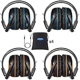 SIMOLIO 4 Pack of Car Kids Headphones with Adjustable 3-Level Volume Limited, Wireless DVD Headphones, 2 Channel IR Wireless Car Headsets, Infrared Headset for Vehicle Entertainment