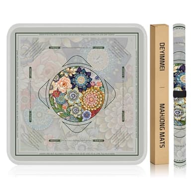 Deyimmei Neoprene Mahjong Mat for Table 31.5"x31.5" - Non-Slip, Noise Reduction Cover with Storage Pockets, American Rules & Crease-Free Rolled Shipping (Vibrant Blooms)