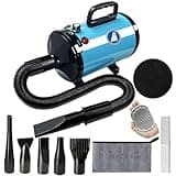 Xapigo Dog Dryer,High Velocity Blow Dryer for Dogs,Speed Temperature Adjustable Dog Blower Grooming Dryer with 4 Nozzles.(Blue)