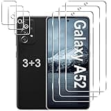 [3+3 Pack] Galaxy A52 5G Screen Protector + Camera Lens Protector, 9H Tempered Glass Film, Scratch Resistan, Easy Installation, Bubble Free, HD Screen Protector for Samsung Galaxy A52 5G/4G/A52s 5G