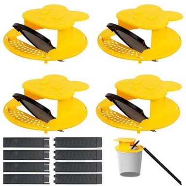 Mouse Trap Bucket - Mouse Traps Indoor for Home - Multi-Catch, Auto-Reset, Humane or Lethal Rat Trap - ABS Material - 5 Gallon Bucket Compatible-4pack