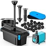POPOSOAP Pond Filter with Pump Fountain Kits, 660GPH Pond Filter with 40W Pond Pump & Fountain Kit, Koi Pond Filters for Outdoor Ponds Clean, Clear, and Add Water Features(Corded Electric)