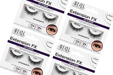 Ardell Lash Extension FX L Curl Lashes – Lift & Define Eyelashes, Natural for Hooded Eyes, Reusable Eye Lash, 4 Pack