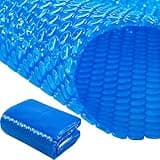 Amylove 7 x 7 ft Pool Hot Tub Solar Cover, 16 Mil Heavy Duty Hot Tub Thermal Bubble Blanket, Trimmable Floating Spa Cover for Inground Pools Swimming Insulating Solar Heating