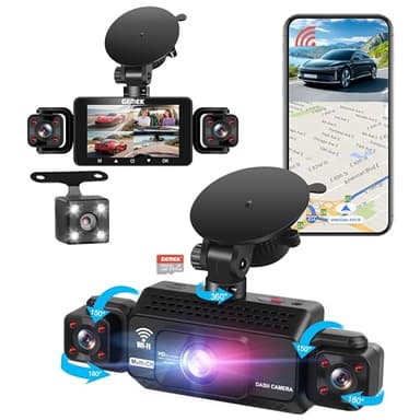 4 Channel Dash Cam 360° View 5G WiFi & APP Control, GEMEK 2K Front and Rear Inside, Left Right Dash Camera for Cars Free 64GB TF Card, G-Sensor, Night Vision, 24H Parking Mode