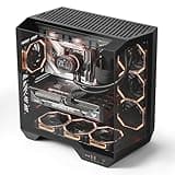 darkFlash Full-Tower ATX Gaming PC Case, Back Plug-in Motherboard, Dual-Chamber, Panoramic Glass, Up to 2 x 360mm Radiators, RTX 40 Compatible(DY470) (1 PWM ARGB Fans, Black)