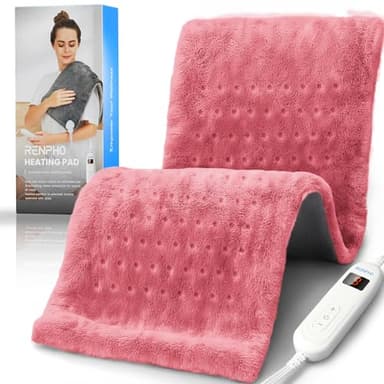 RENPHO Electric Heating pad for Back, Valentines Day & Birthday Gifts for Her Him, Heating Pads for Neck and Shoulder, FSA Eligible HSA Store, Auto-Off, ETL Certified, Extra Large 12"x24" Pink