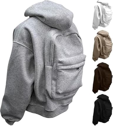 Linkpig Men's Travel Hoodie Creative Hood Sweatshirt with Backpack Zipper Casual Campus Coat Lightweight Outfits