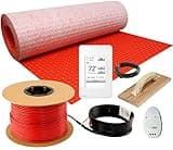 LuxHeat 50sqft Electric Radiant Floor Heating System - 120v Heated Flooring System for Tile, Vinyl, Laminate Includes UWG4 WiFi Programmable Thermostat w/GFCI, Heat Membrane, Cable, Monitor & Sensor