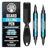 Viking Revolution Beard Pen (2 Pack) - Black Beard Pencil Filler for Men Lapiz para Barba de Hombre - Beard Filler for Men Waterproof Beard Filling Pen Kit - Long Lasting Beard Filler Pen with Brush