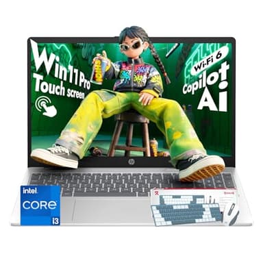 HP 2026 Touchscreen Laptop for Student and Business, Intel 13th Core i3‑1315U (Up to 4.5GHz), Windows 11 Pro, Copilot AI, Numeric Keyboard, Wi‑Fi 6, with Patented KB Kit (16GB RAM | 512GB SSD)
