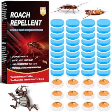Cockroach Gel Bait, 48 PCS Roaches Repellent Effective Cockroaches Control, Cockroach Trap Indoor Home Infestation Solution, Fast Acting, Long Lasting, Get Rid of Roaches for House Kitchen