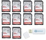 Canon EOS Rebel T5 Memory Card SanDisk SD Ultra SD Memory Card Bundle with Everything But Stromboli Memory Card Reader (64GB)