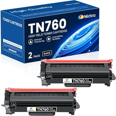 TN760 TN-760 Toner Cartridge High Yield Black Replacement for Brother TN760 TN-760 MFCL2750DW HLL2390DW MFCL2710DW HL-L2350DW Printer Ink, TN7602PK