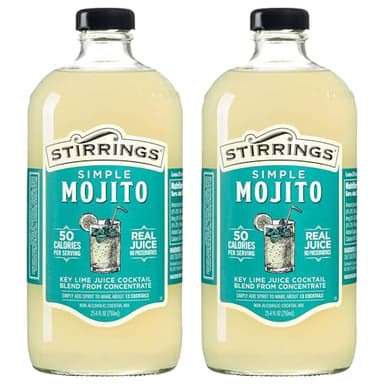 Stirrings 2 Pack Mojito Cocktail Mix 750ml Bottles - Real Juice No Preservatives - 90 Calories - Drink Mixer