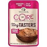 Wellness CORE Tiny Tasters Pate Adult Wet Cat Food, Natural, Protein-Rich, Grain Free, 1.75-Ounce Pouch, 12 Pack, (Duck)