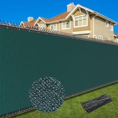 Patiobay 6X25FT Privacy Screen Fence, Heavy Duty Fencing Shade Cover, 170GSM 90% Blockage Mesh Shade Net for Wall Garden Yard Backyard (6 ft X 25 ft, Dark Green)
