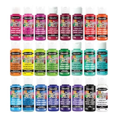 DecoArt Crafter’s Acrylic Paint Set – Bright Colors, 24 Bottles (2 fl oz) – Easy Craft Paints, Classrooms, Art Projects & DIY Crafts