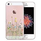 Unov Case for iPhone SE (2016) iPhone 5s iPhone 5 Clear with Design Embossed Pattern TPU Soft Bumper Shock Absorption Slim Protective Back Cover 4 Inch (Flower Bouquet)