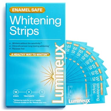 Lumineux Teeth Whitening Strips Kit - 9 Treatments (1 Month) - Peroxide Free - Enamel Safe for Whiter Teeth - Whitening Without The Sensitivity - Dentist Formulated - Sensitivity Free