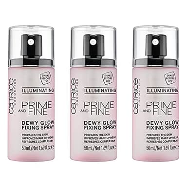 Catrice | Prime & Fine Illuminating Dewy Glow Spray | Transparent and Fast Drying Fixing Spray| Paraben Free & Vegan | Cruelty Free (Pack of 3)