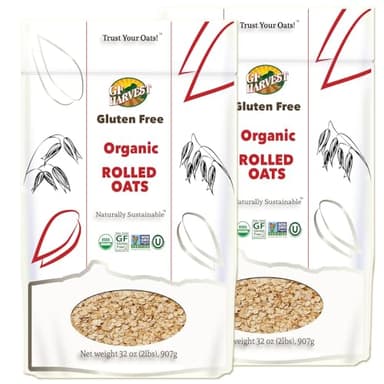 GF Harvest Gluten Free Organic Rolled Oats, 32 Ounce Bag, Pack of 2