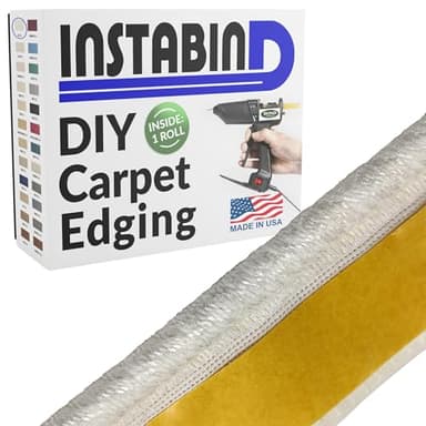 Instabind Carpet Edge Binding 54 ft Roll – Synthetic Serge Style Carpet Edge Trim for Do-It-Yourself Rug Edging, with Durable Hold & Easy Finishing for Rug Edges, USA Made Flooring Products, Ice
