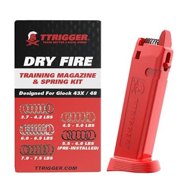 TTRIGGER Dry Fire Magazine for Glock 43X & G48 - Safe Dry Fire Practice, Enhanced Trigger Control, Durable Glock Dry Fire Magazine, Not Compatible with 9mm Laser Systems or Glock 43