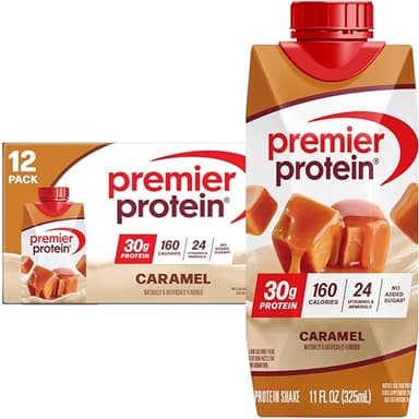 Premier Protein Shake, Caramel, 30g Protein, No Added Sugar, 24 Vitamins & Minerals to Support Immune Health, 11 fl oz, 12 Pack